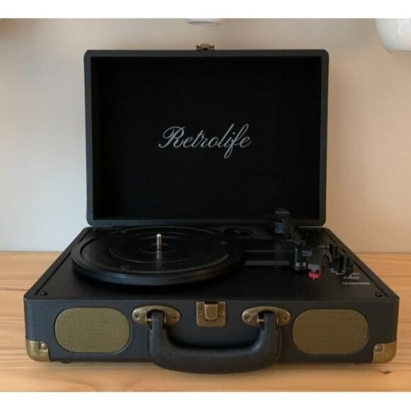 New Record Player 3-Speed Bluetooth Suitcase Portable Belt-Driven Record Player